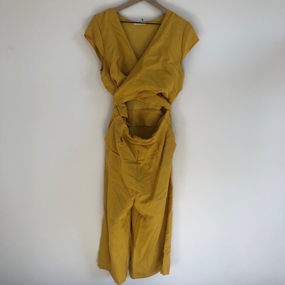 Le Lis Pants - Mustard Linen Tie Back Long Jumper